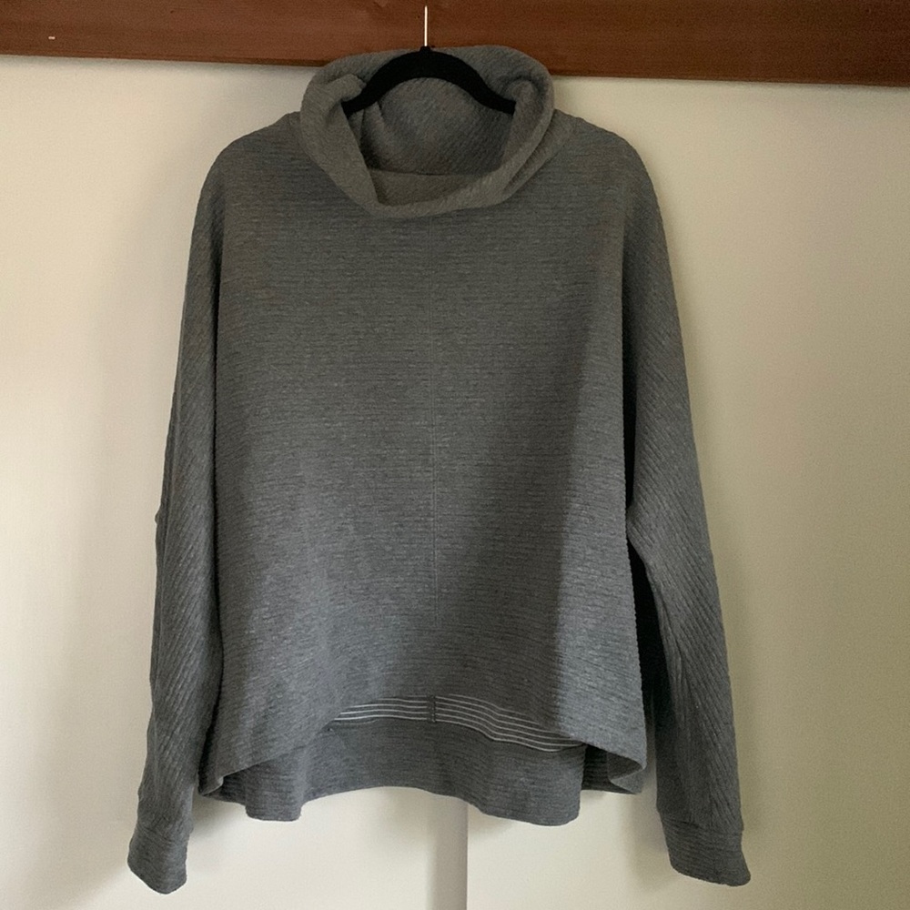 Zella Cowl Neck Gray Ribbed Swearer Size 3X